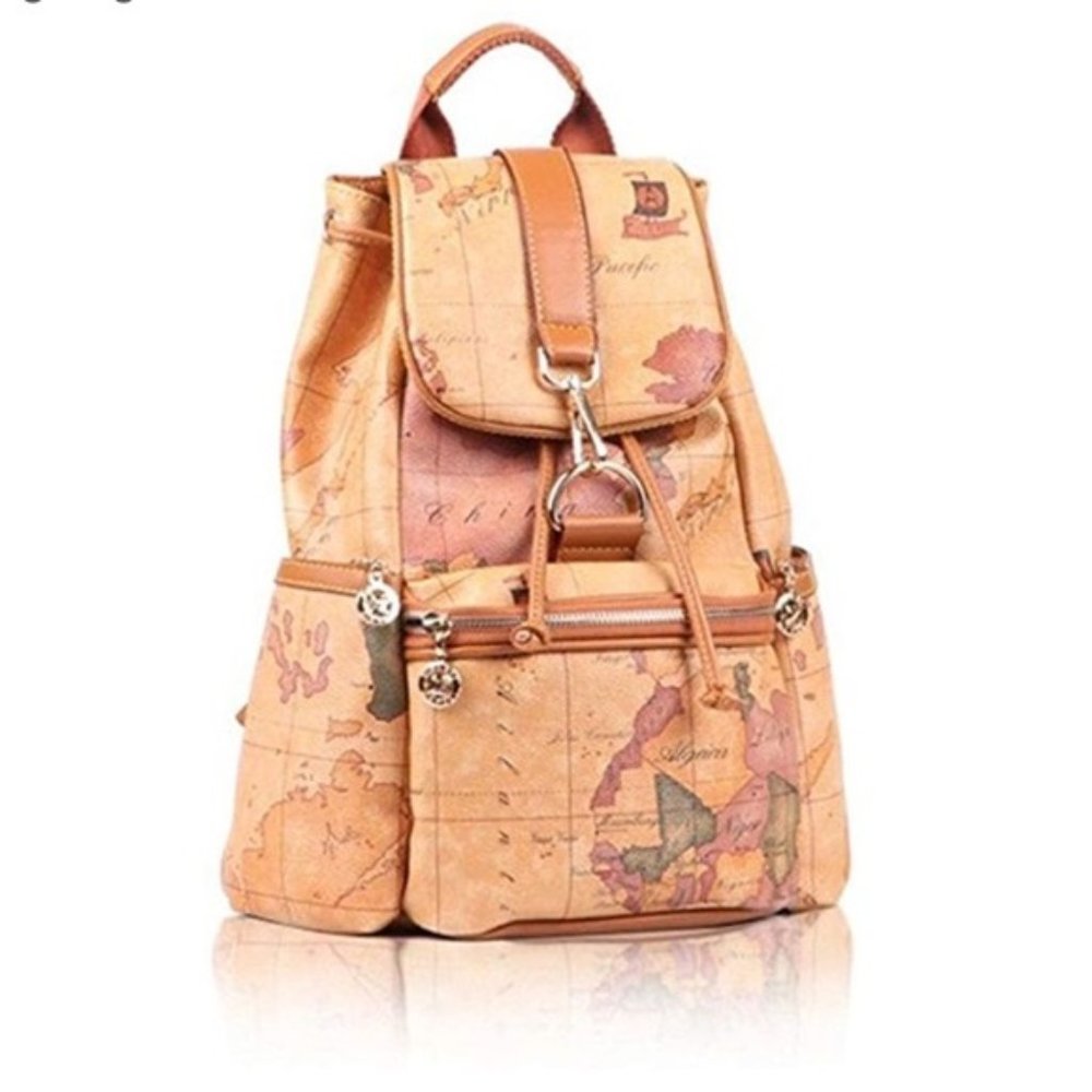 B. ANGEL Leather Vintage Map Backpack